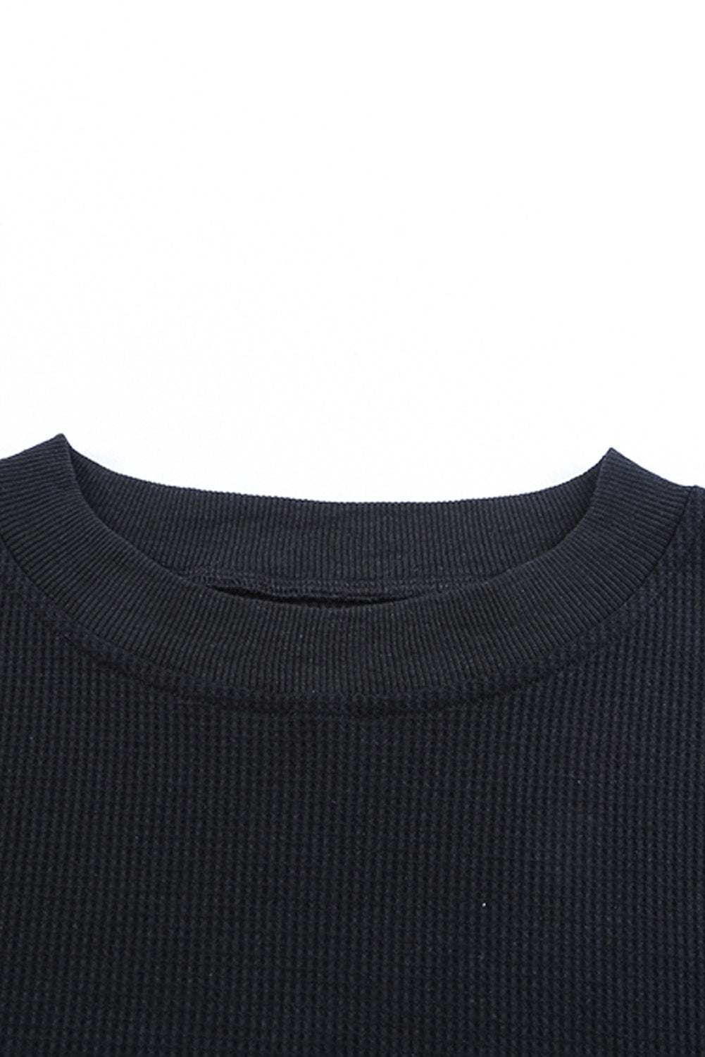 Waffle Knit Crew Neck Casual Long Sleeve Top