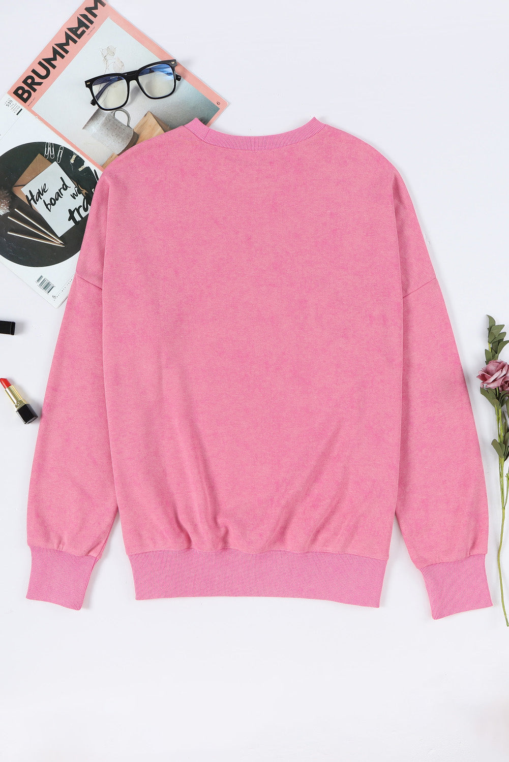 Leopard Print Drop Shoulder Slit Oversized Sweatshirt