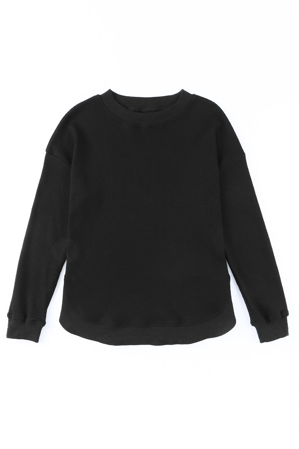 Waffle Knit Crew Neck Casual Long Sleeve Top