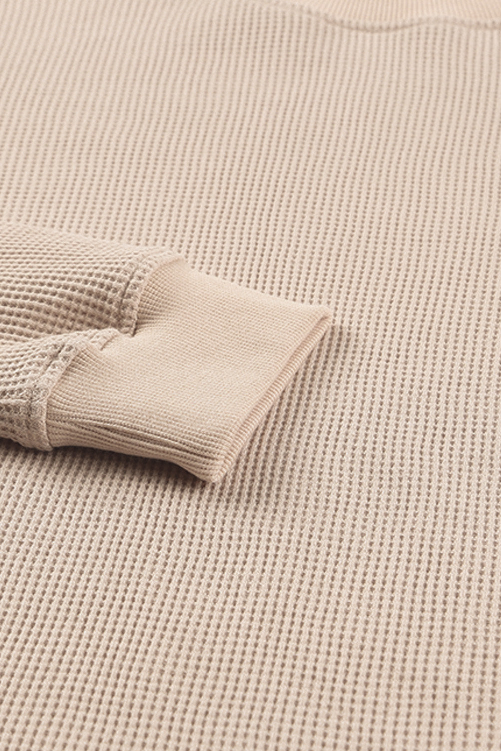 Waffle Knit Crew Neck Casual Long Sleeve Top
