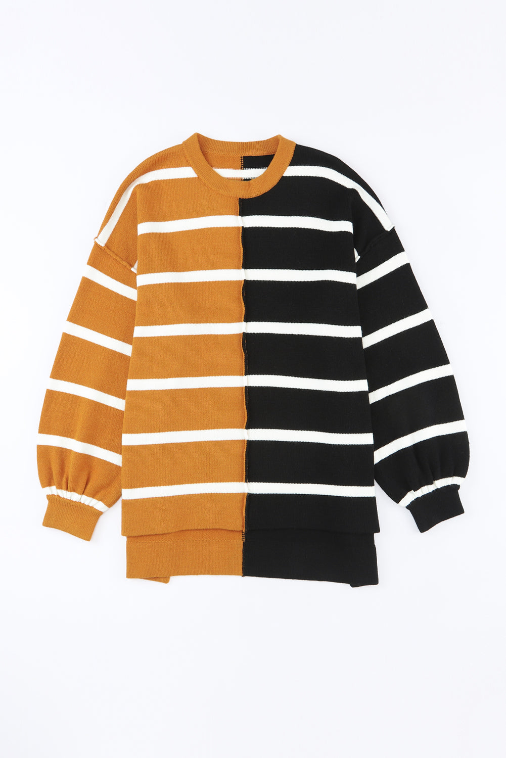Plus Size Colorblock Striped Patchwork Loose Top