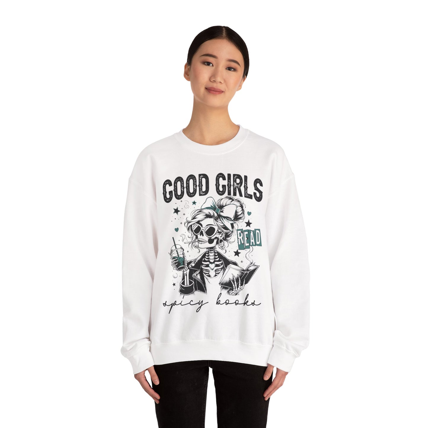 Good Girls Read Spicy Books Heavy Blend™ Crewneck Sweatshirt