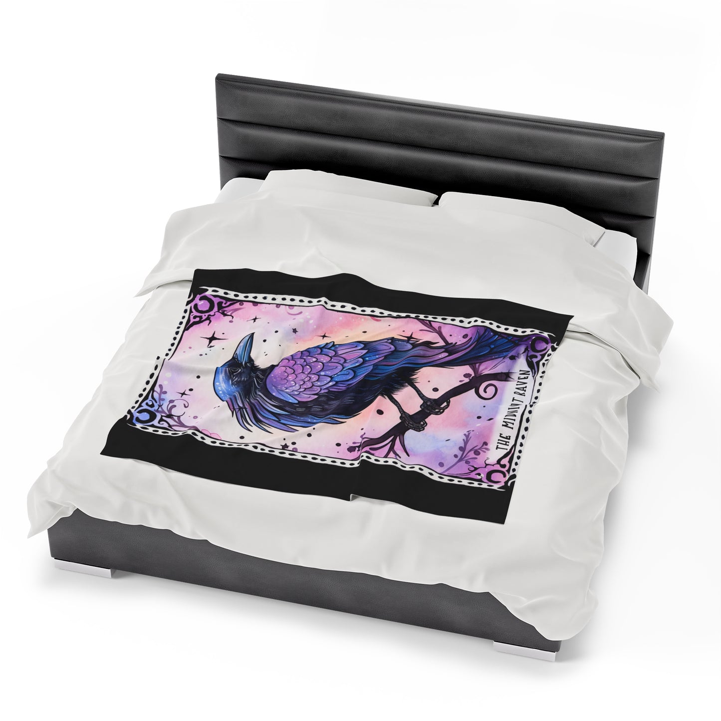 The Midnight Raven Tarot Card Velveteen Plush Blanket
