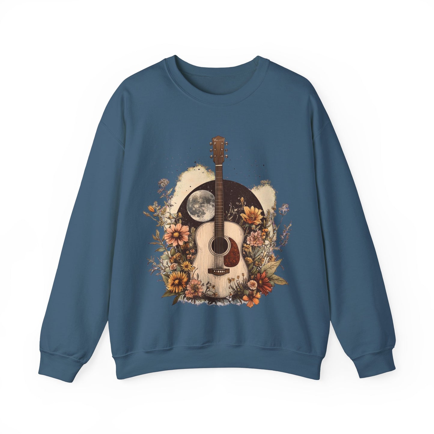 Moon and Guitar Heavy Blend™ Crewneck Sweatshirt