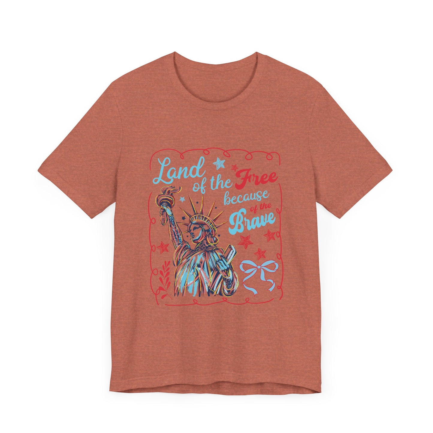 Land of the Free Because of the Brave Jersey Short Sleeve Tee