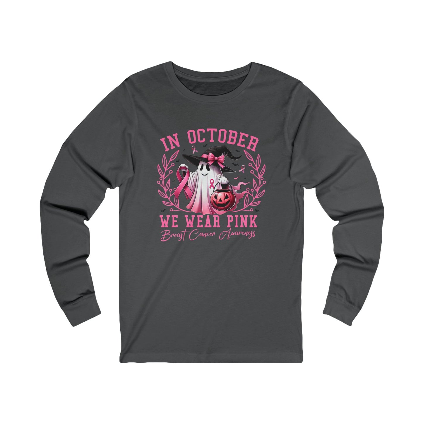 In October We Wear Pink Ghost Jersey Long Sleeve Tee