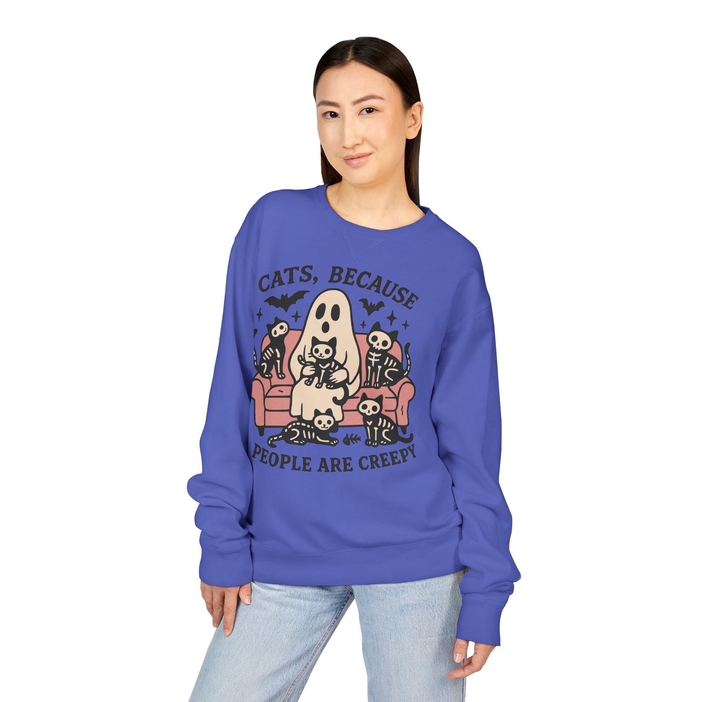 Cats Because People are Creepy ComfortWash® Garment Dyed Crewneck Sweatshirt