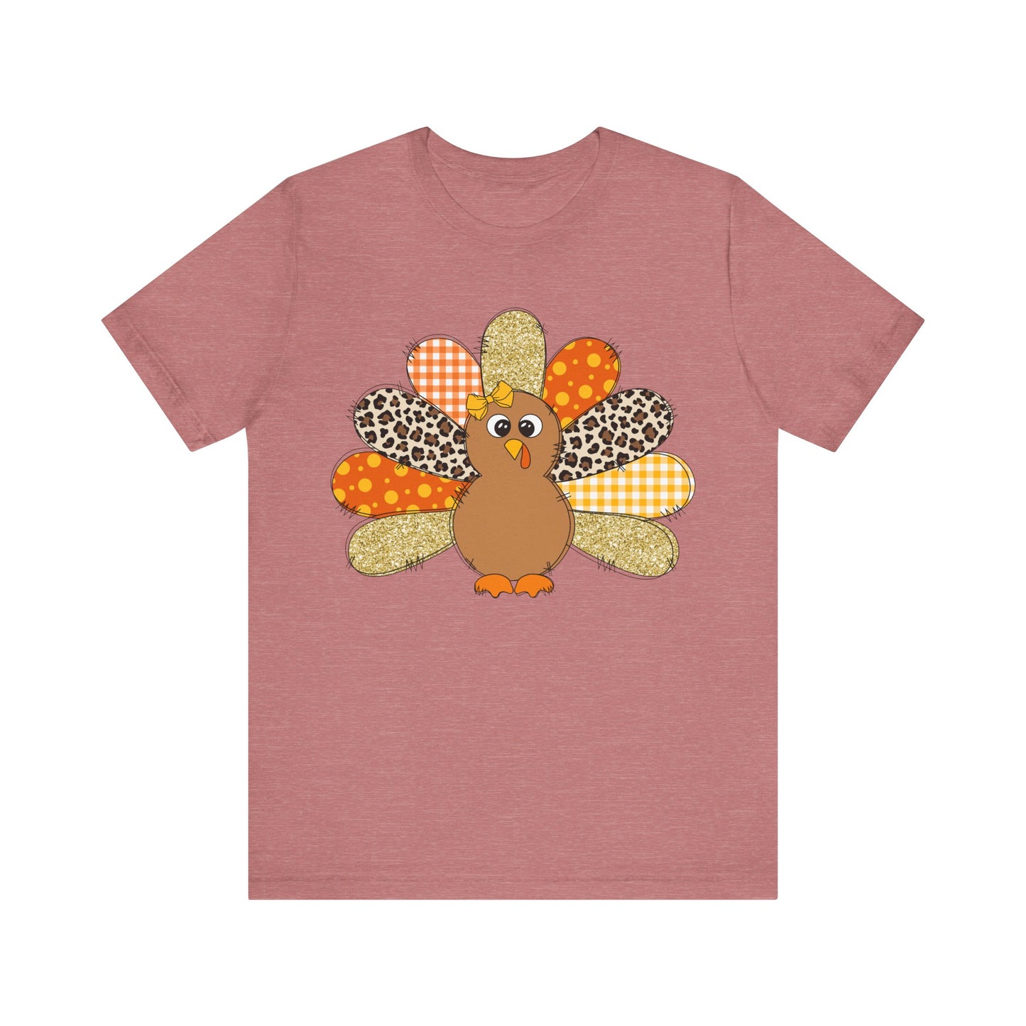 Cute Thanksgiving Turkey Jersey Short Sleeve Tee