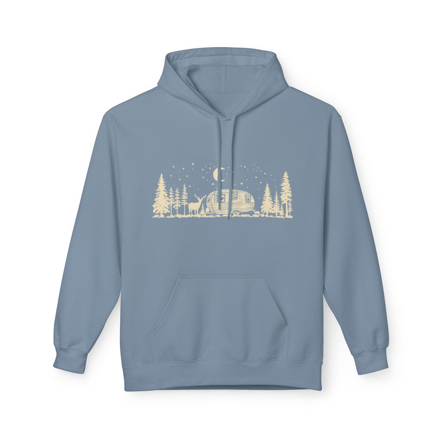 Camping Night Scene Midweight Softstyle Fleece Hoodie