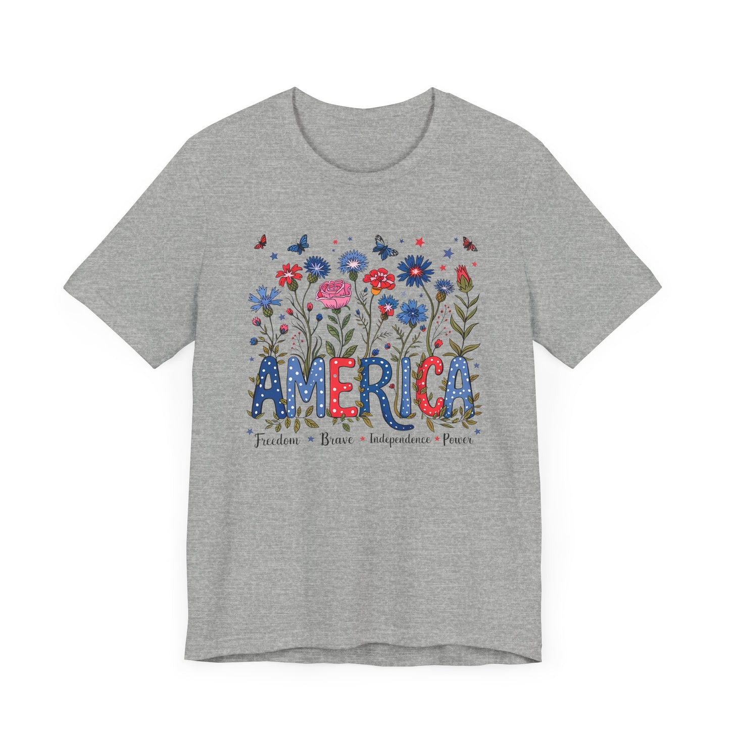 America Flowers Jersey Short Sleeve Tee