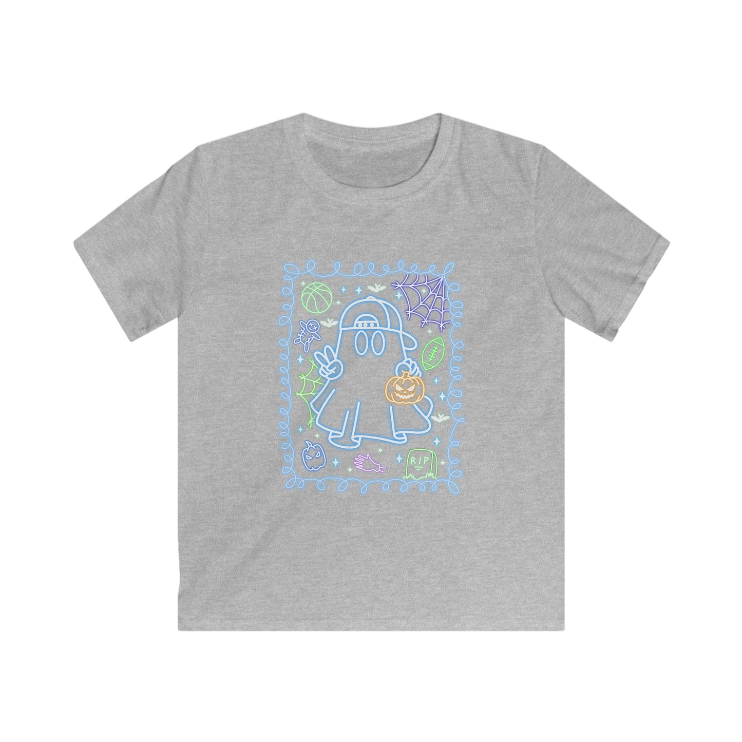 Neon Boy Ghost Kids Softstyle Tee