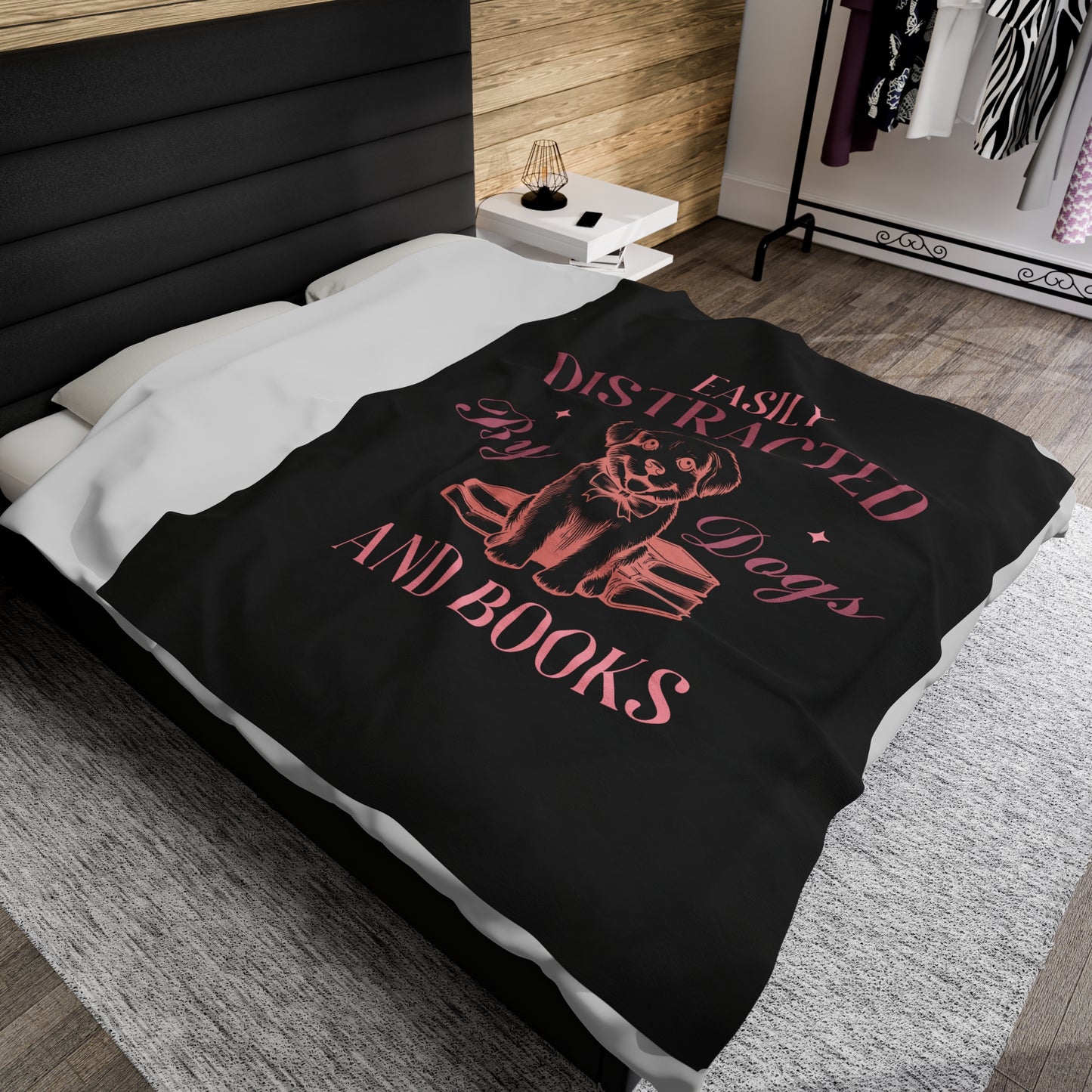 Dogs And Books Velveteen Plush Blanket