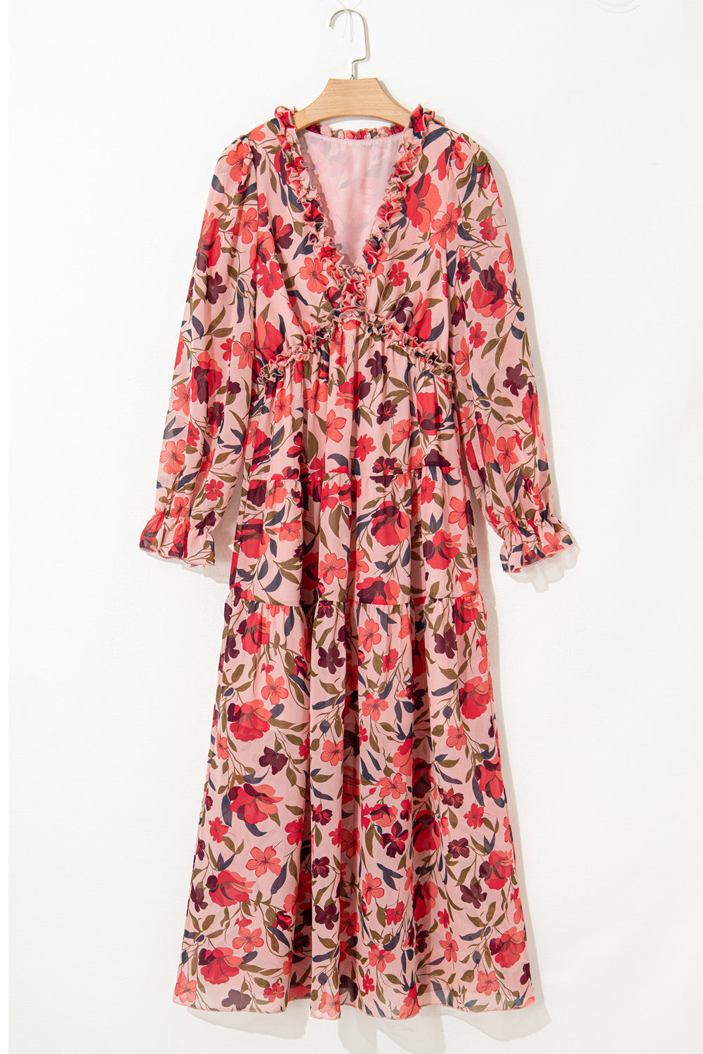 Violet V Neck Floral Print Empire Waist Maxi Dress