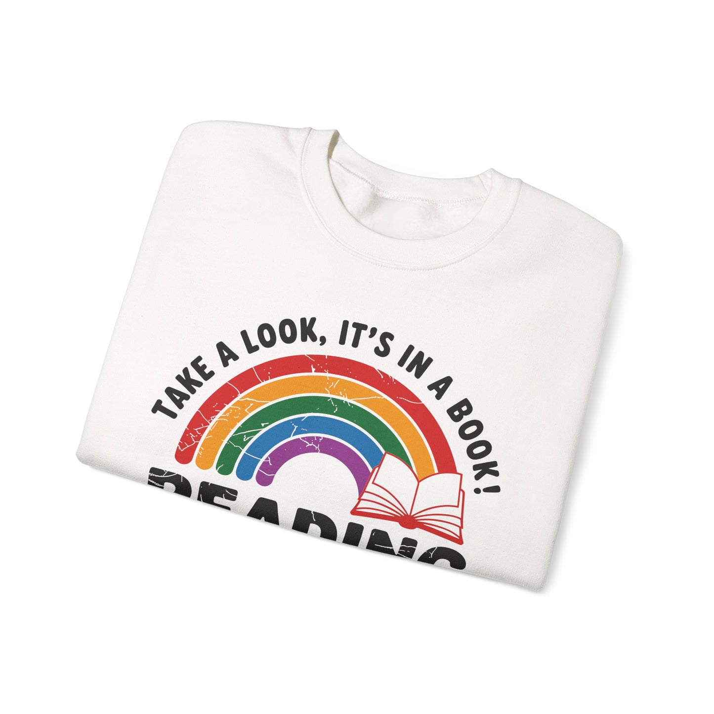 Retro Reading Rainbow Heavy Blend™ Crewneck Sweatshirt