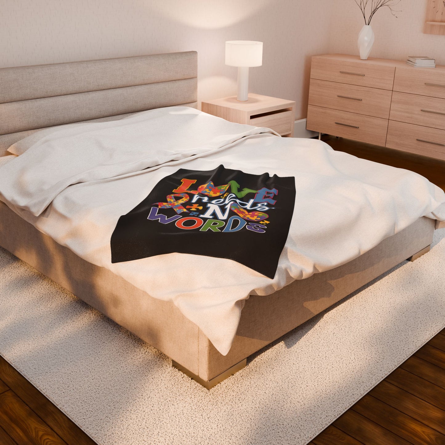 Love Needs No Words Autism Awareness Velveteen Plush Blanket