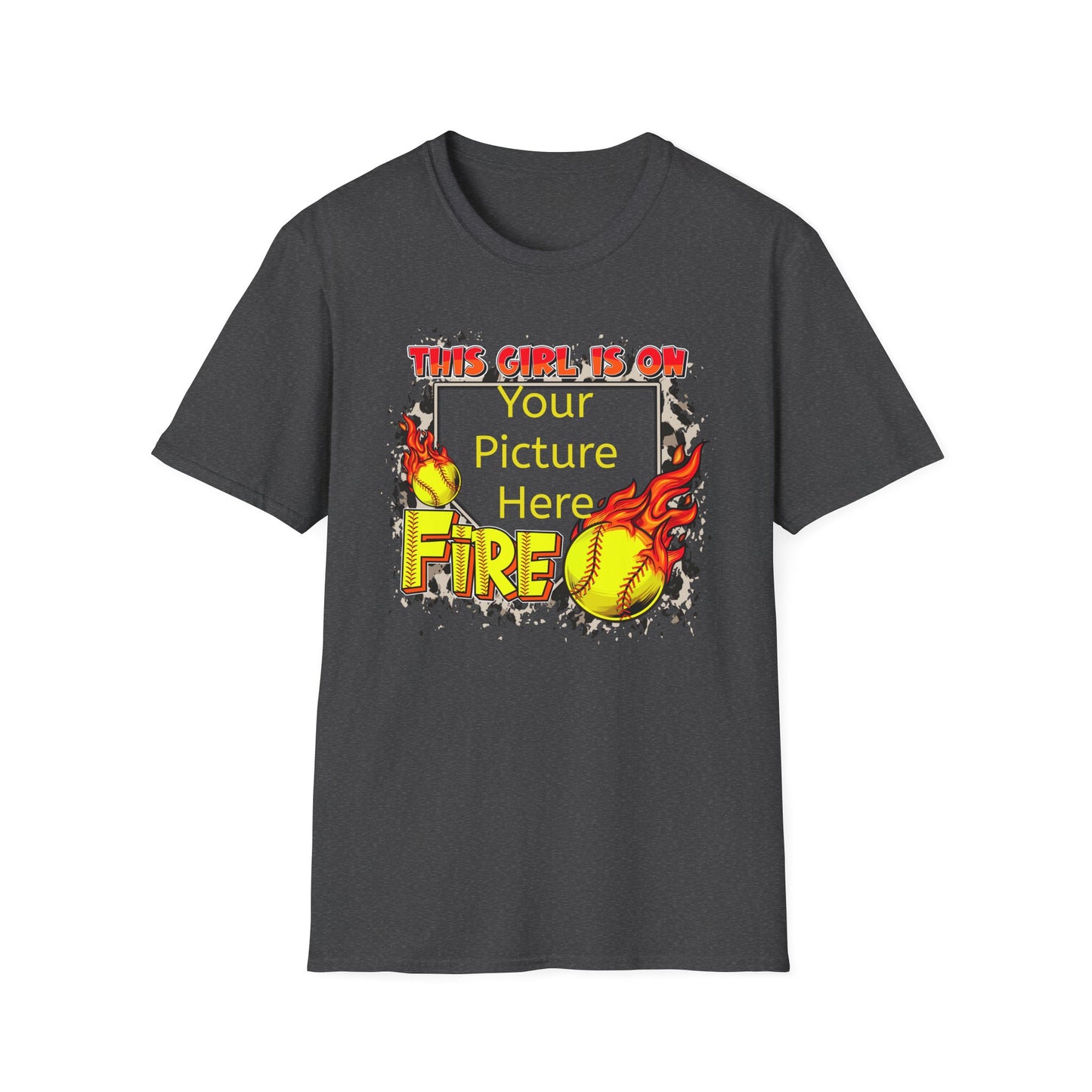 Custom Softball This Girl Is On Fire Softstyle T-Shirt