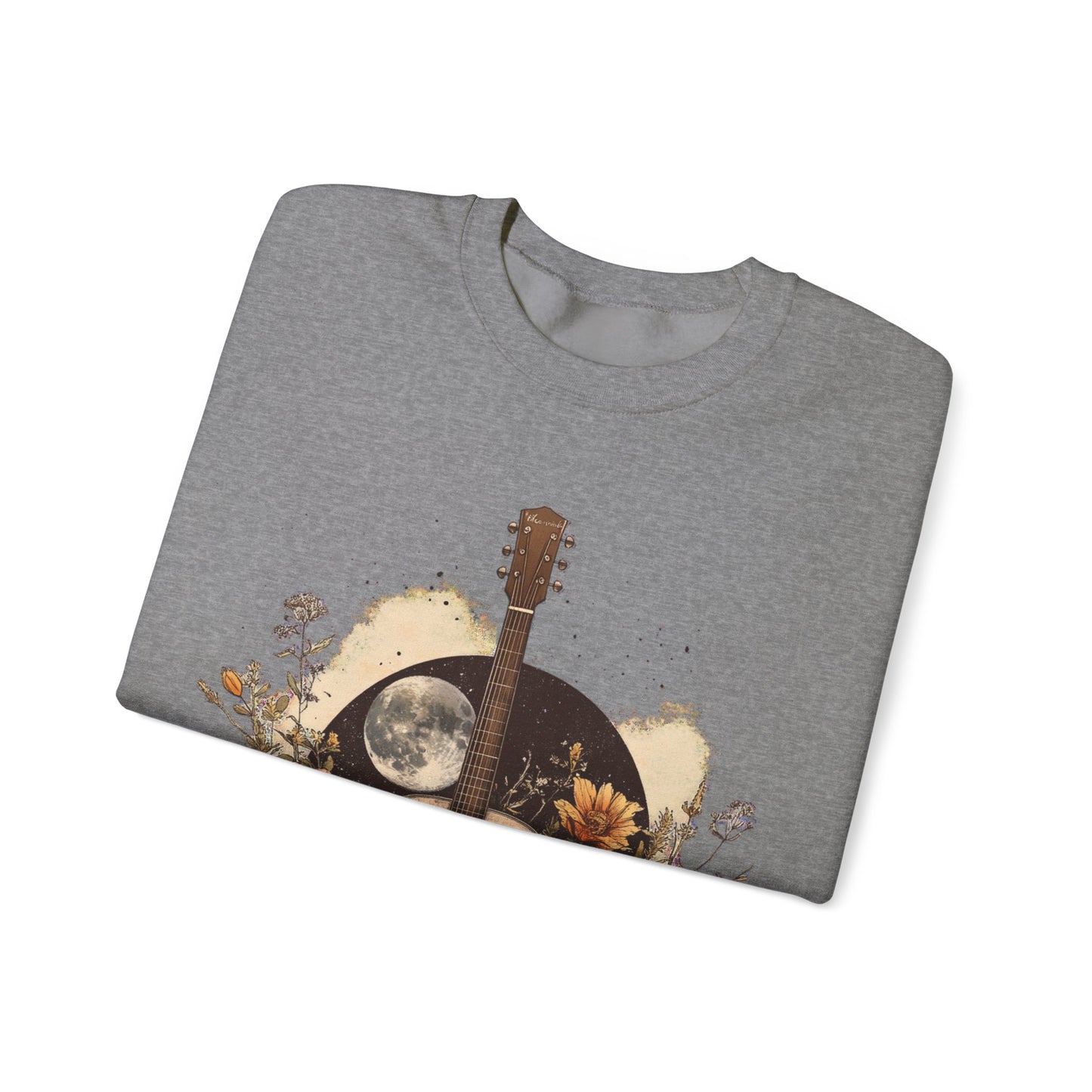 Moon and Guitar Heavy Blend™ Crewneck Sweatshirt