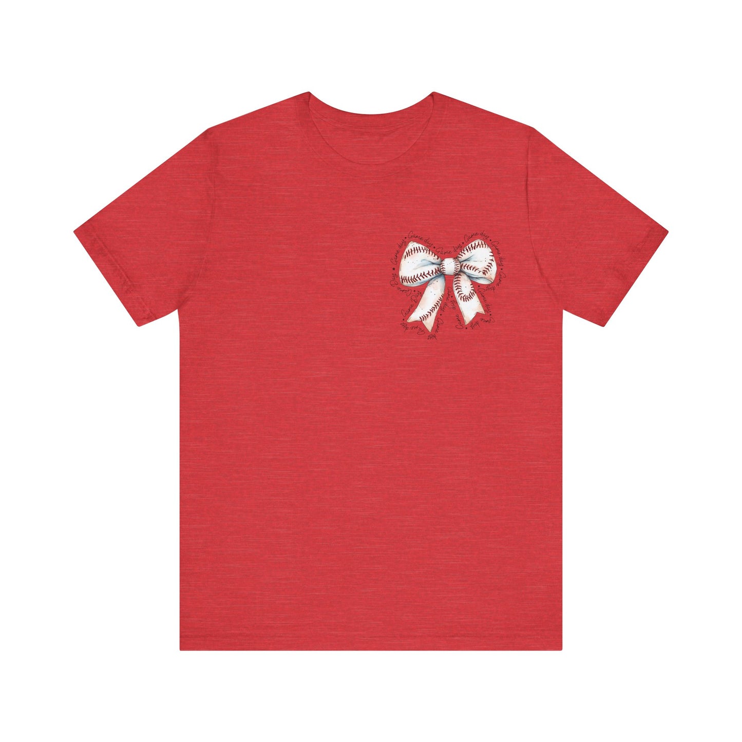 Baseball Game Day Bow Pocket Jersey Short Sleeve Tee