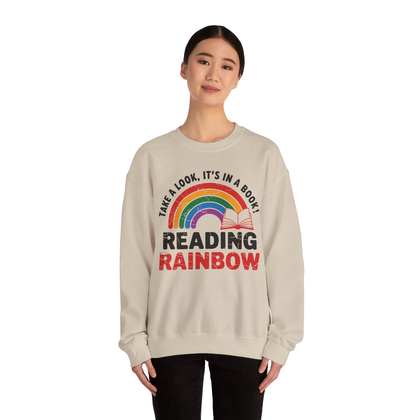 Retro Reading Rainbow Heavy Blend™ Crewneck Sweatshirt