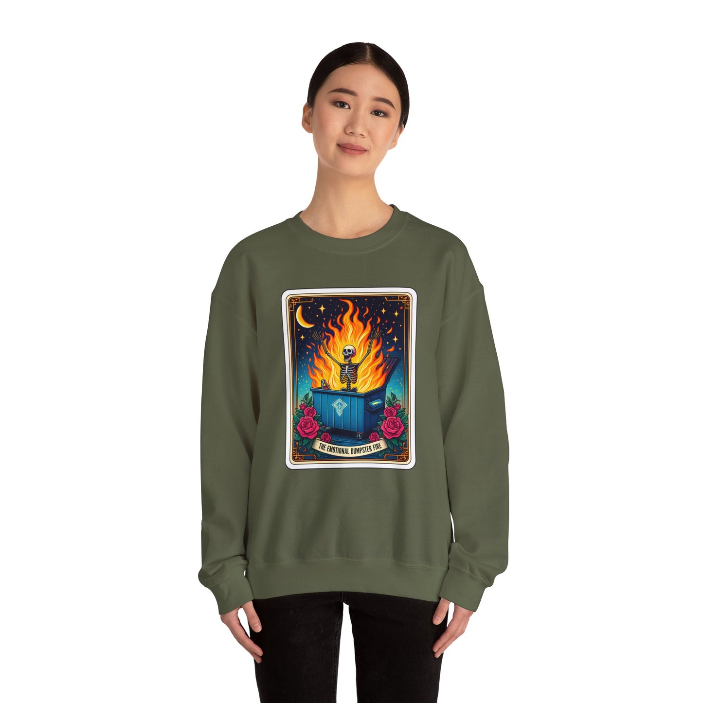 Emotional Dumpster Fire Tarot Heavy Blend™ Crewneck Sweatshirt