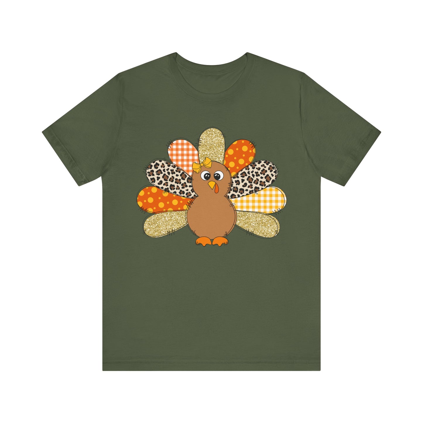 Cute Thanksgiving Turkey Jersey Short Sleeve Tee