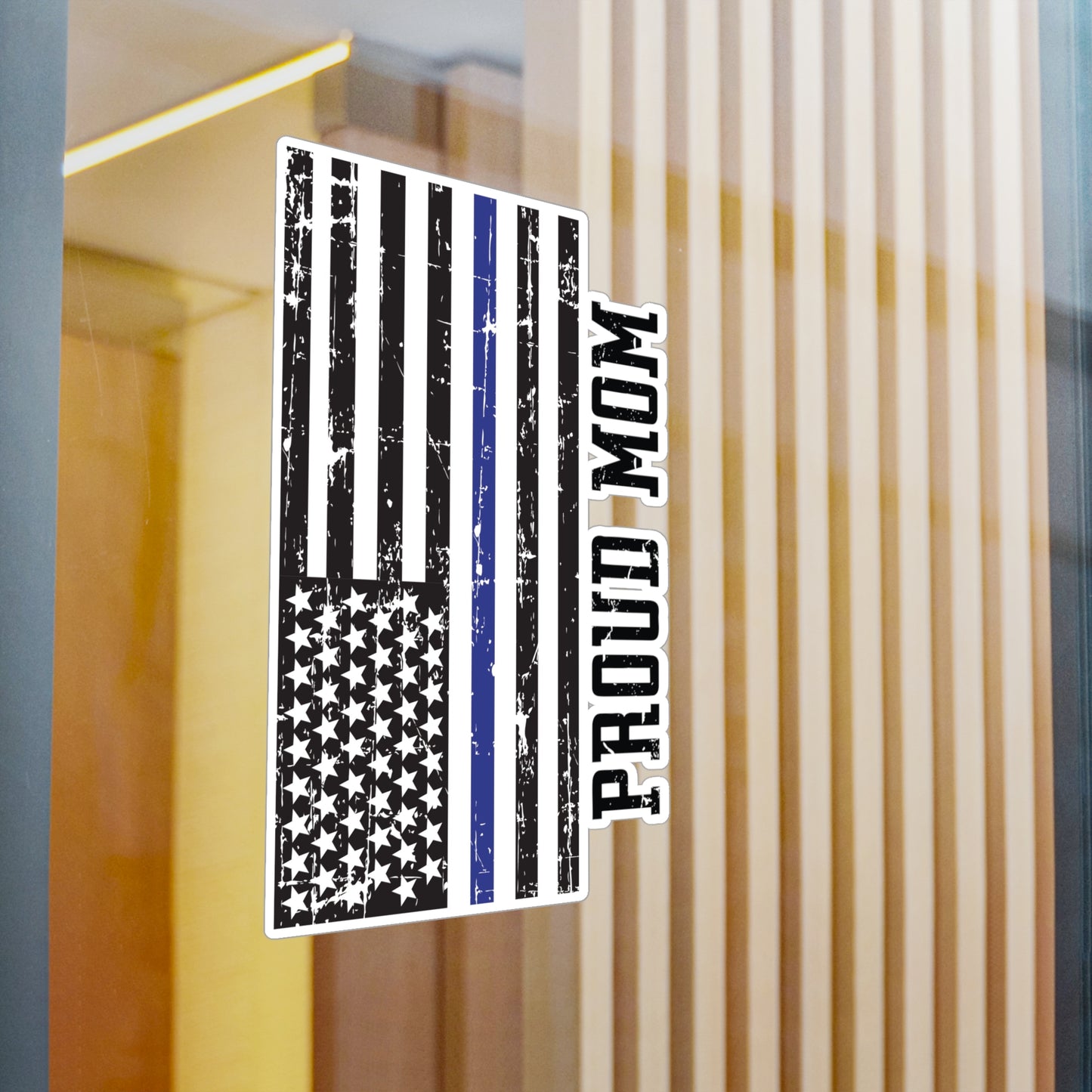 Proud Mom Blue Line Flag Kiss-Cut Vinyl Decals