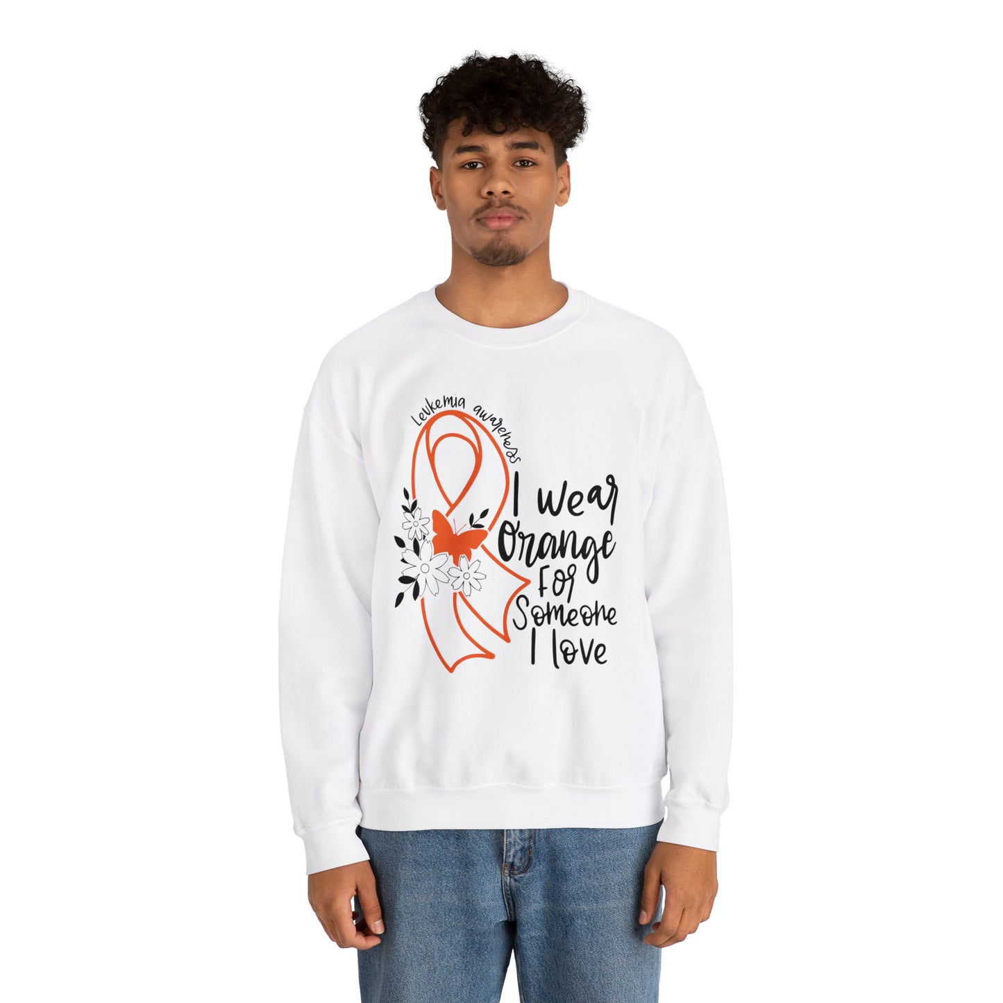 I Wear Orange Leukemia Awareness Heavy Blend™ Crewneck Sweatshirt