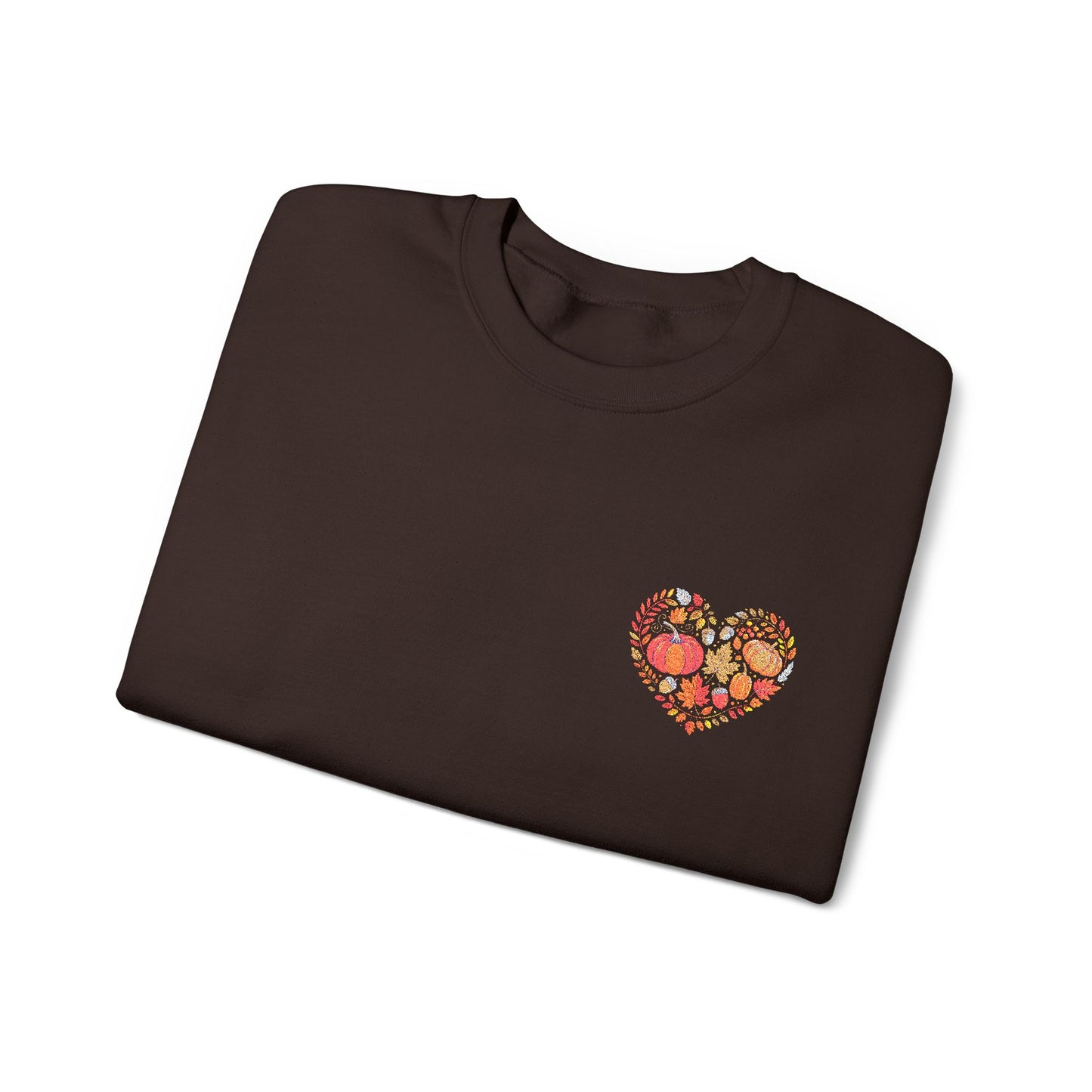 Embroidered Fall Heart Heavy Blend™ Crewneck Sweatshirt