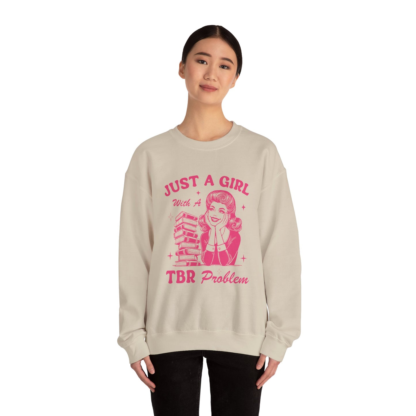 Just A Girl with A TBR Problem Heavy Blend™ Crewneck Sweatshirt