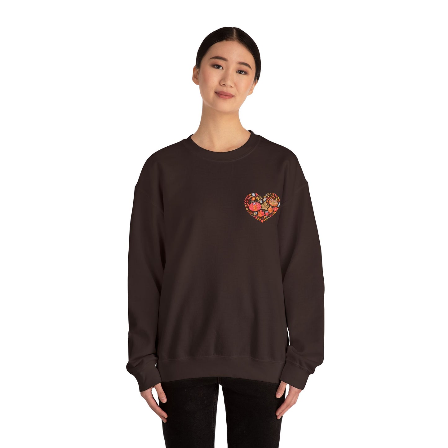 Embroidered Fall Heart Heavy Blend™ Crewneck Sweatshirt