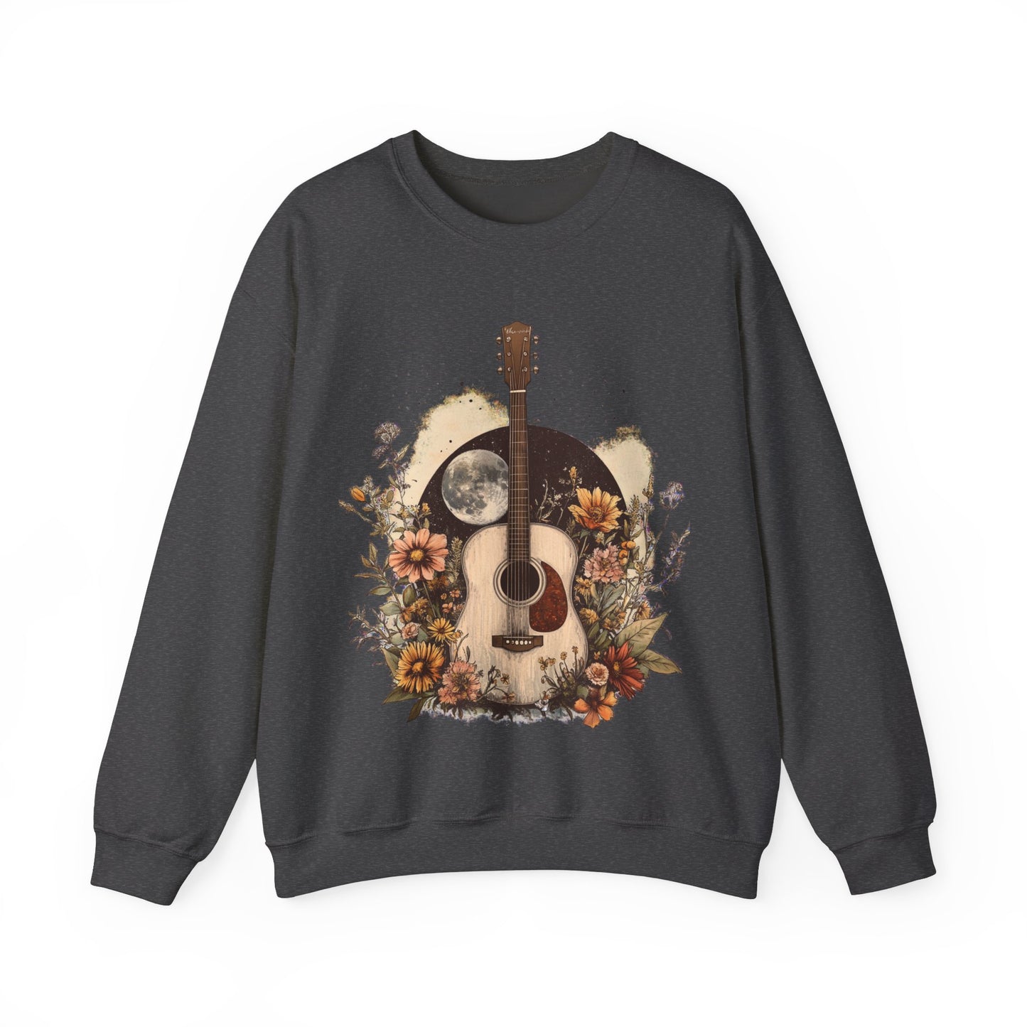 Moon and Guitar Heavy Blend™ Crewneck Sweatshirt