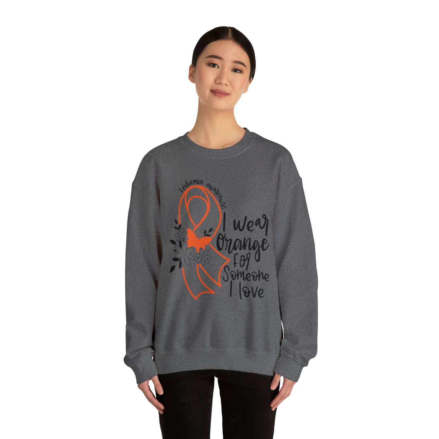I Wear Orange Leukemia Awareness Heavy Blend™ Crewneck Sweatshirt