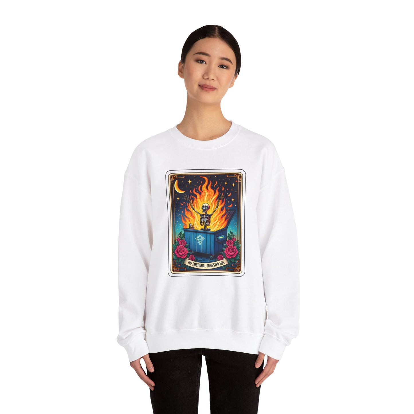 Emotional Dumpster Fire Tarot Heavy Blend™ Crewneck Sweatshirt