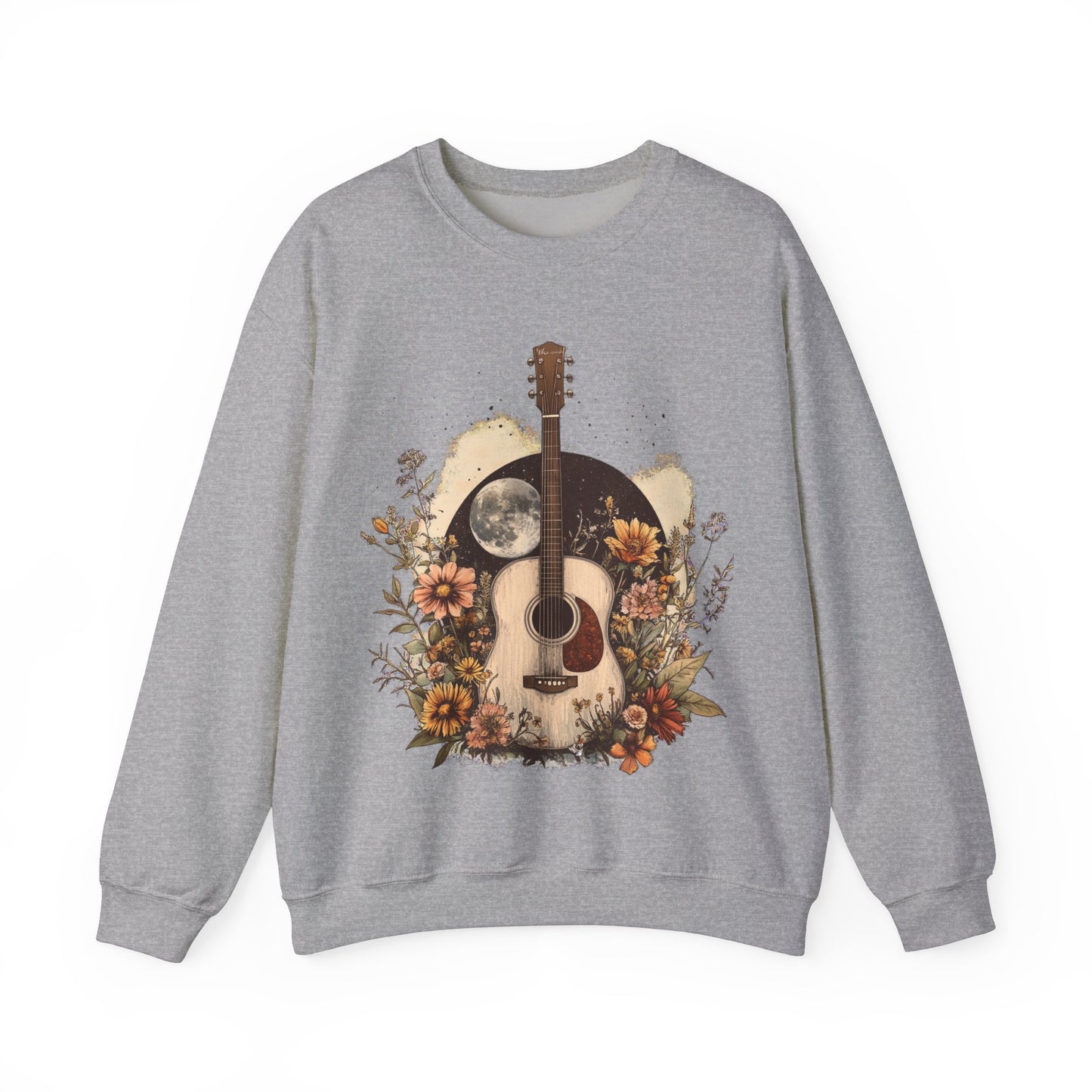 Moon and Guitar Heavy Blend™ Crewneck Sweatshirt