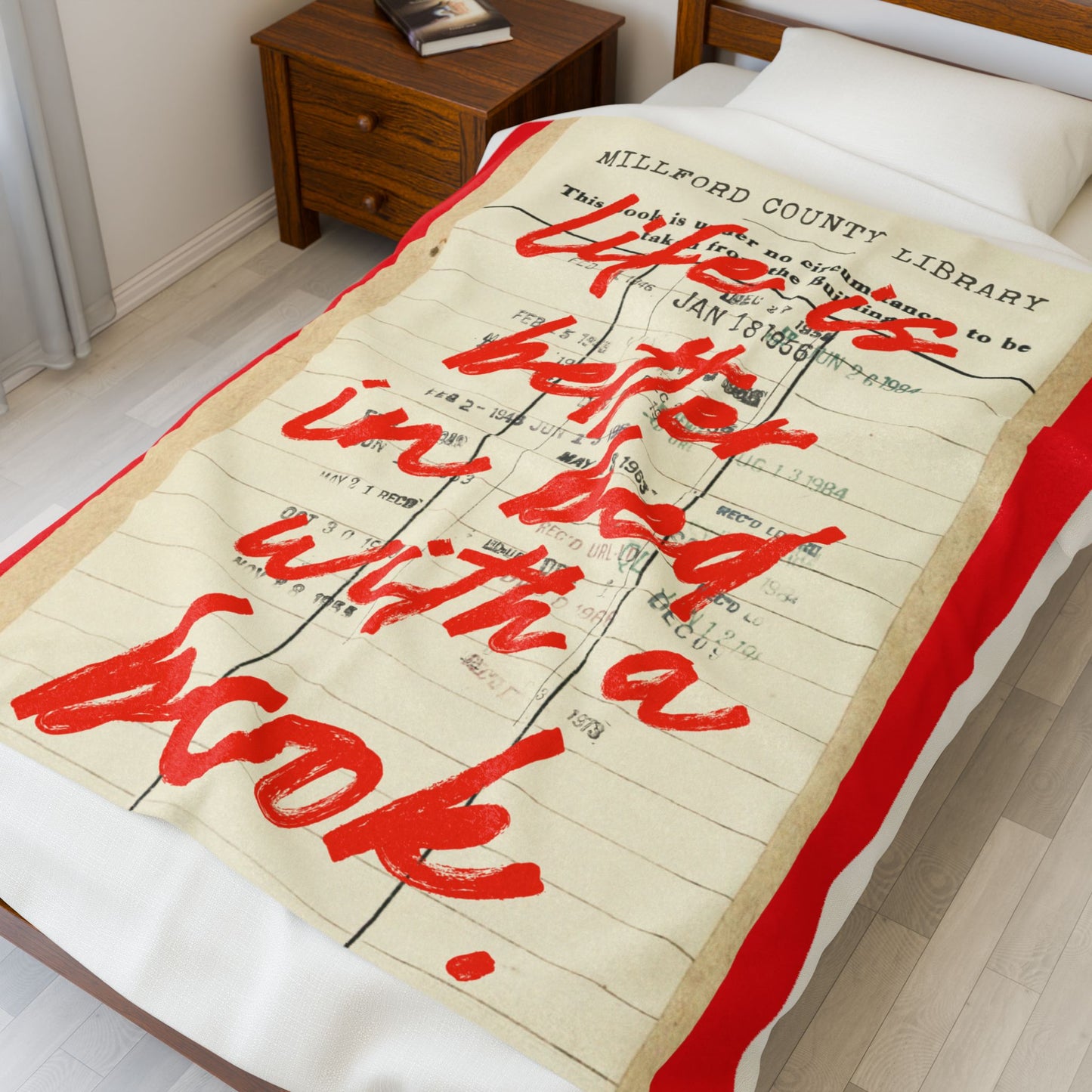 Life Is Better In Bed With A Book Velveteen Plush Blanket