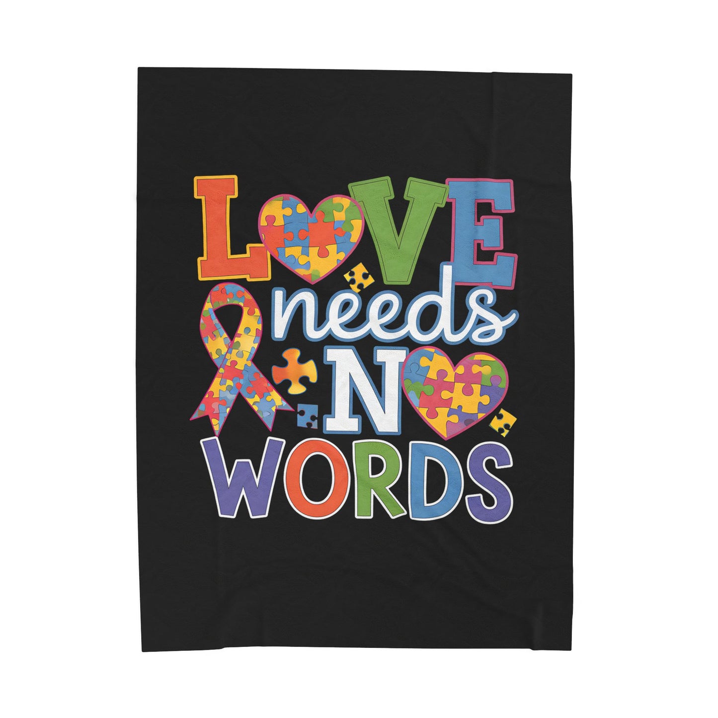 Love Needs No Words Autism Awareness Velveteen Plush Blanket