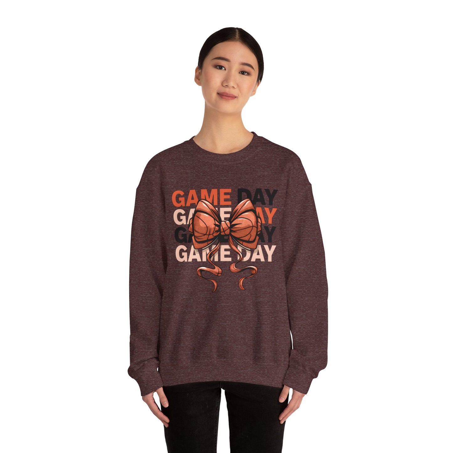Game Day Basketball Bow Heavy Blend™ Crewneck Sweatshirt