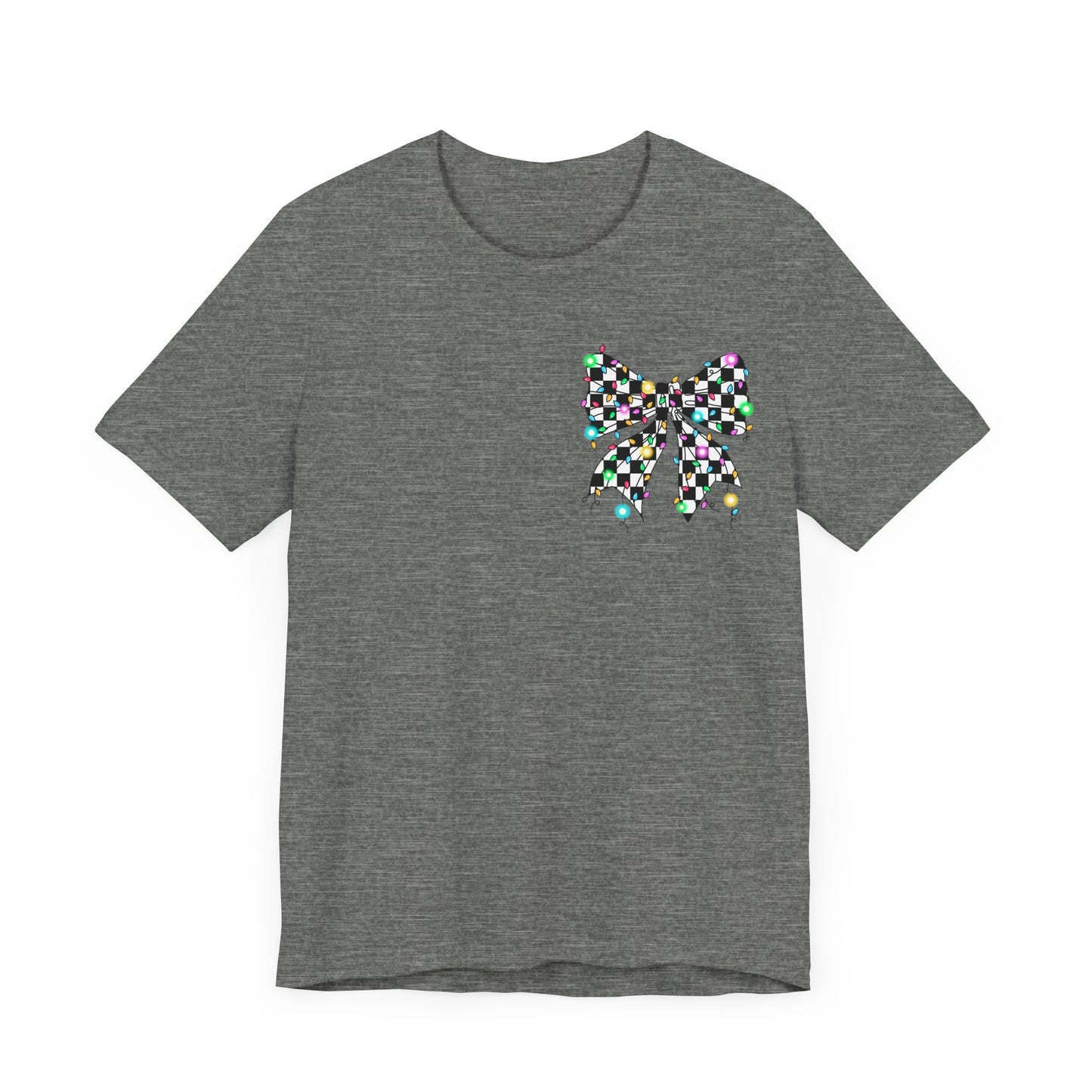 Checkered Lighted Bow Jersey Short Sleeve Tee