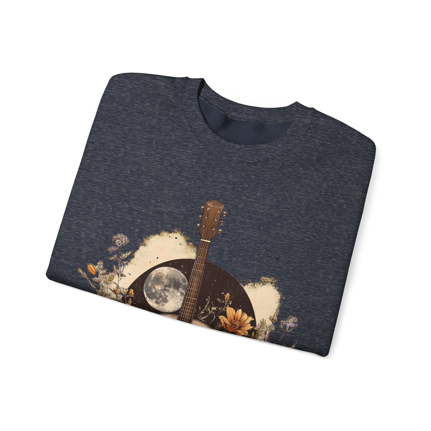 Moon and Guitar Heavy Blend™ Crewneck Sweatshirt