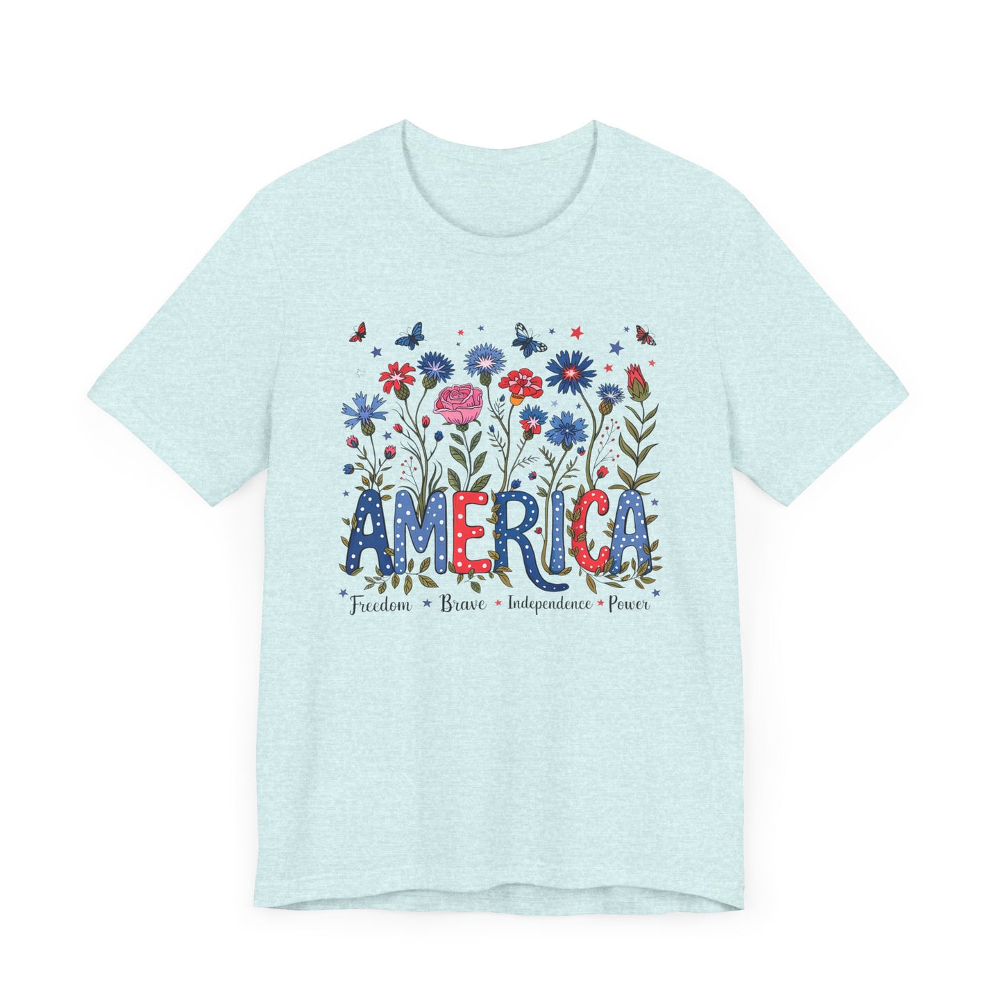 America Flowers Jersey Short Sleeve Tee