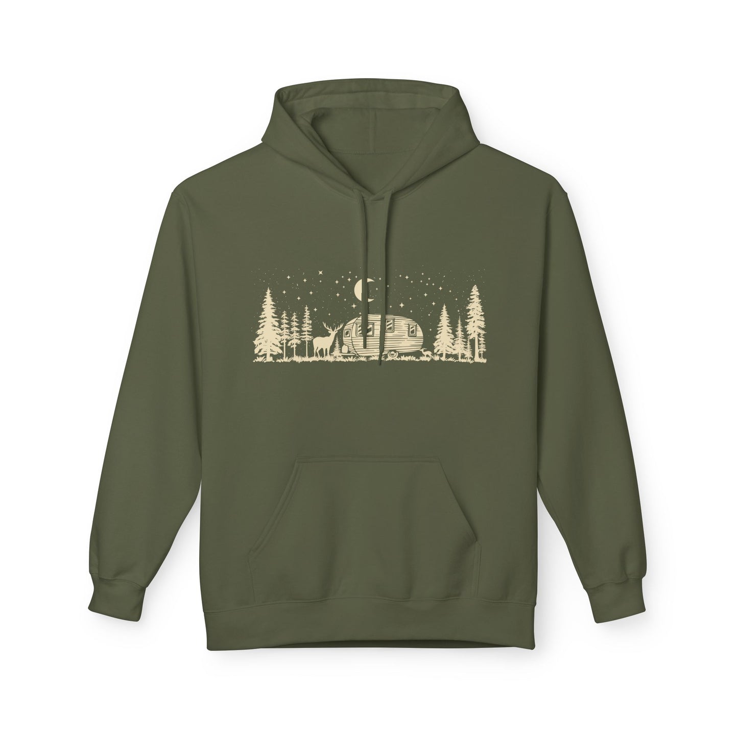 Camping Night Scene Midweight Softstyle Fleece Hoodie
