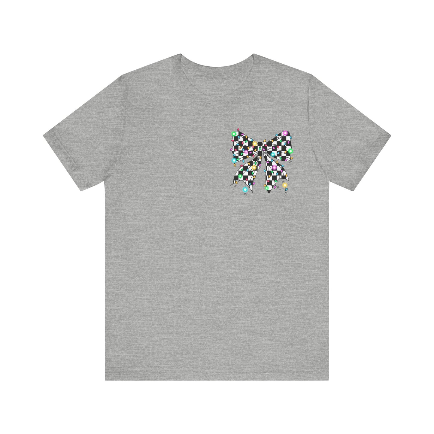 Checkered Lighted Bow Jersey Short Sleeve Tee