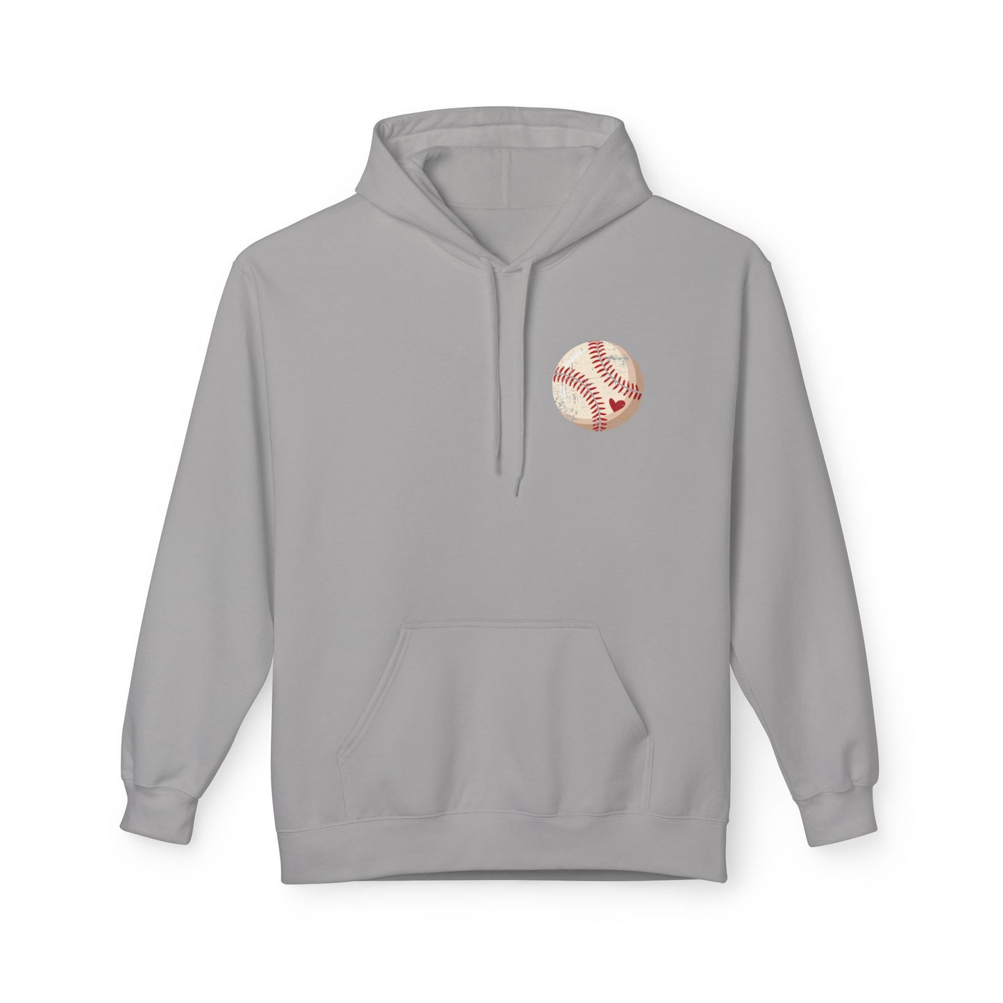 Distressed Baseball Heart Pocket Midweight Softstyle Fleece Hoodie