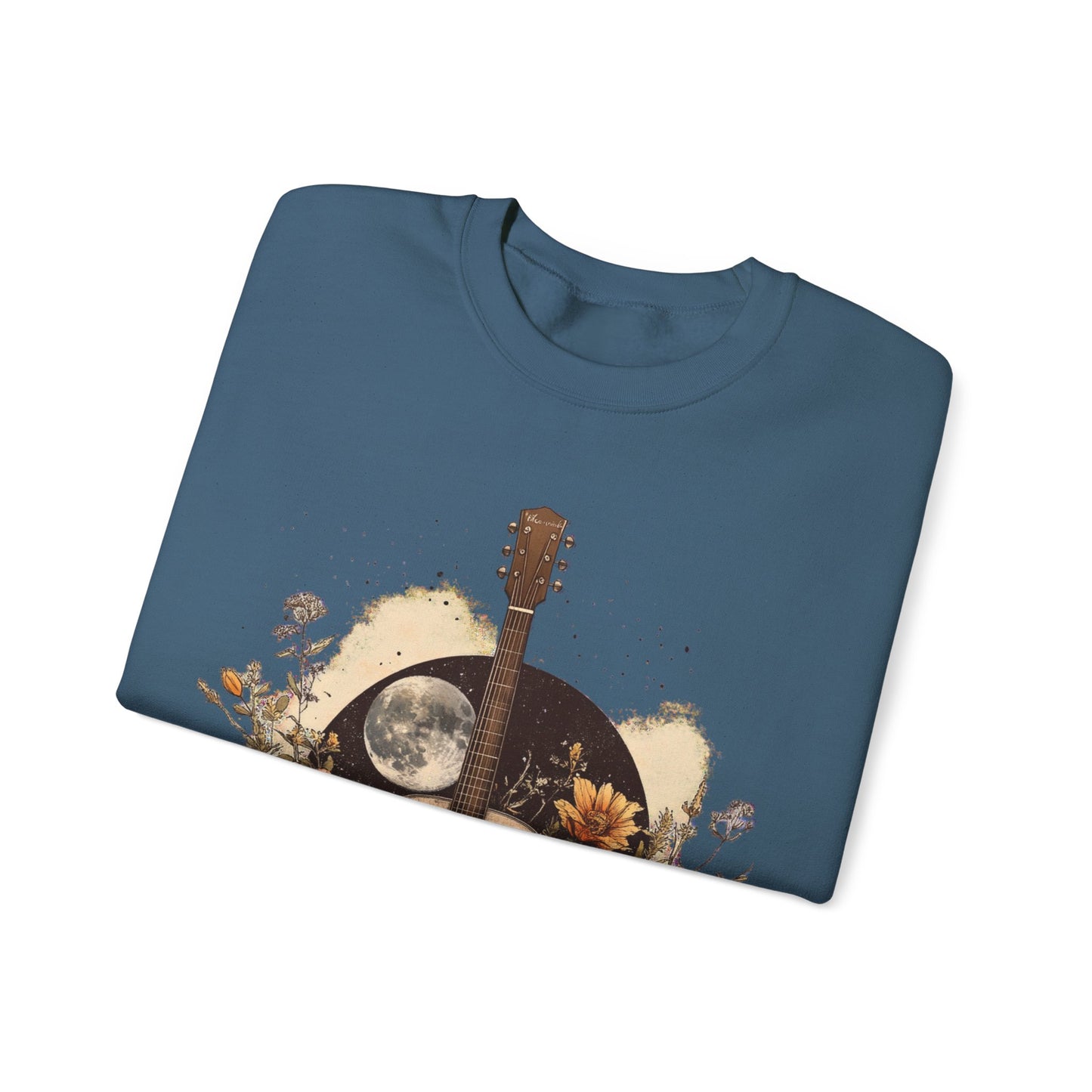 Moon and Guitar Heavy Blend™ Crewneck Sweatshirt