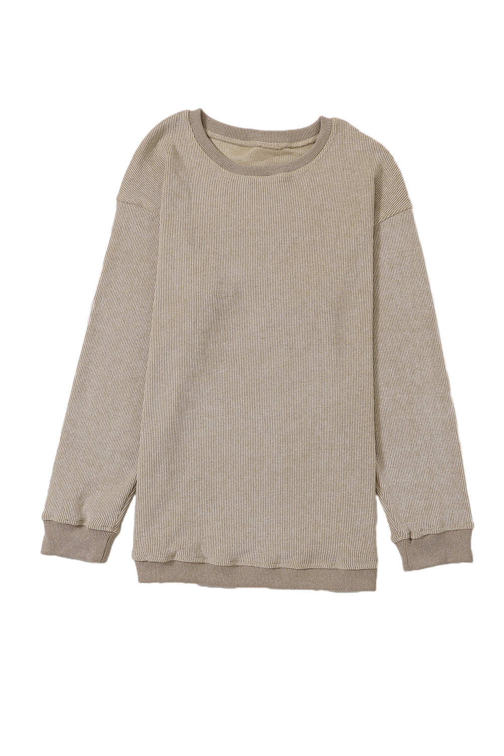 Black Plus Size Corded Round Neck Sweatshirt