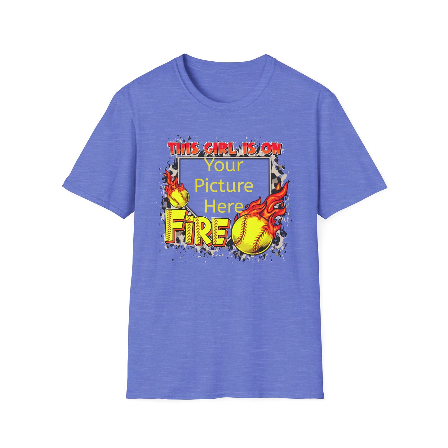 Custom Softball This Girl Is On Fire Softstyle T-Shirt