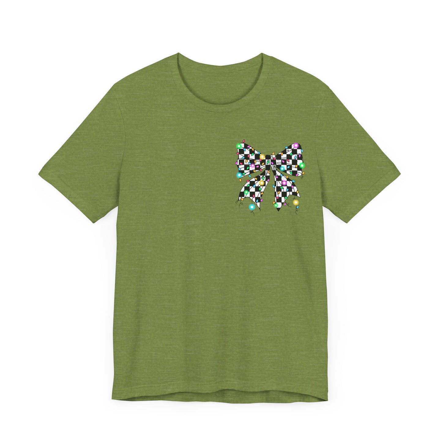 Checkered Lighted Bow Jersey Short Sleeve Tee