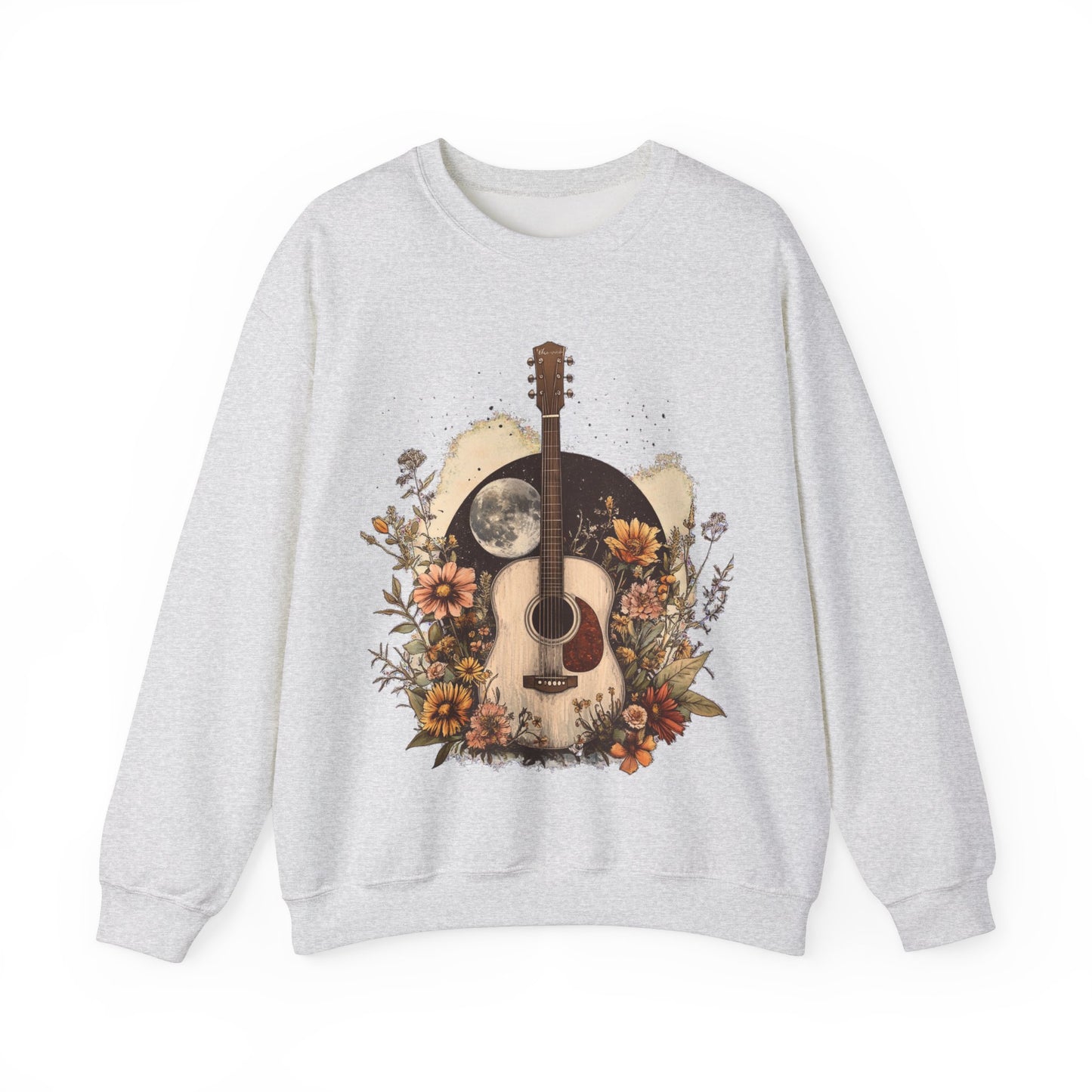 Moon and Guitar Heavy Blend™ Crewneck Sweatshirt