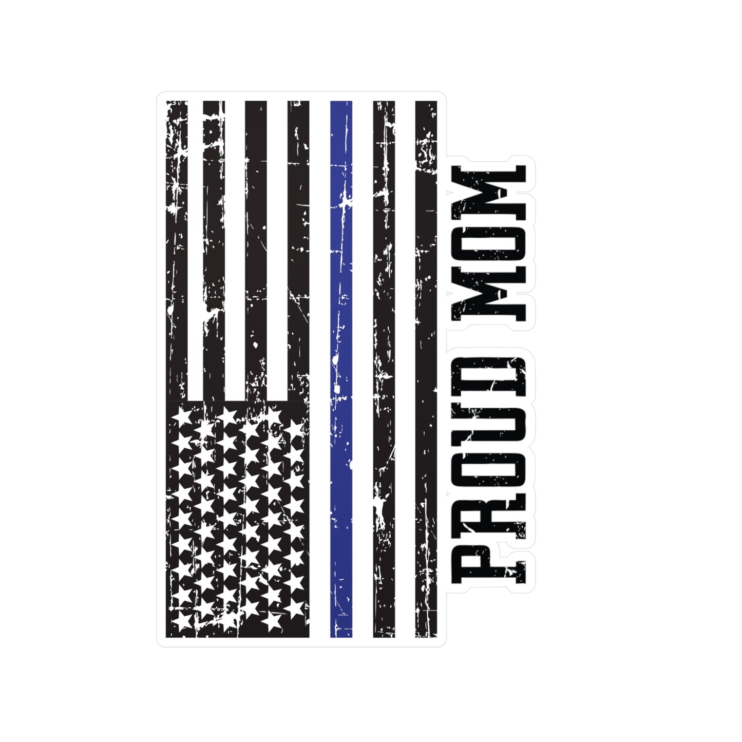 Proud Mom Blue Line Flag Kiss-Cut Vinyl Decals