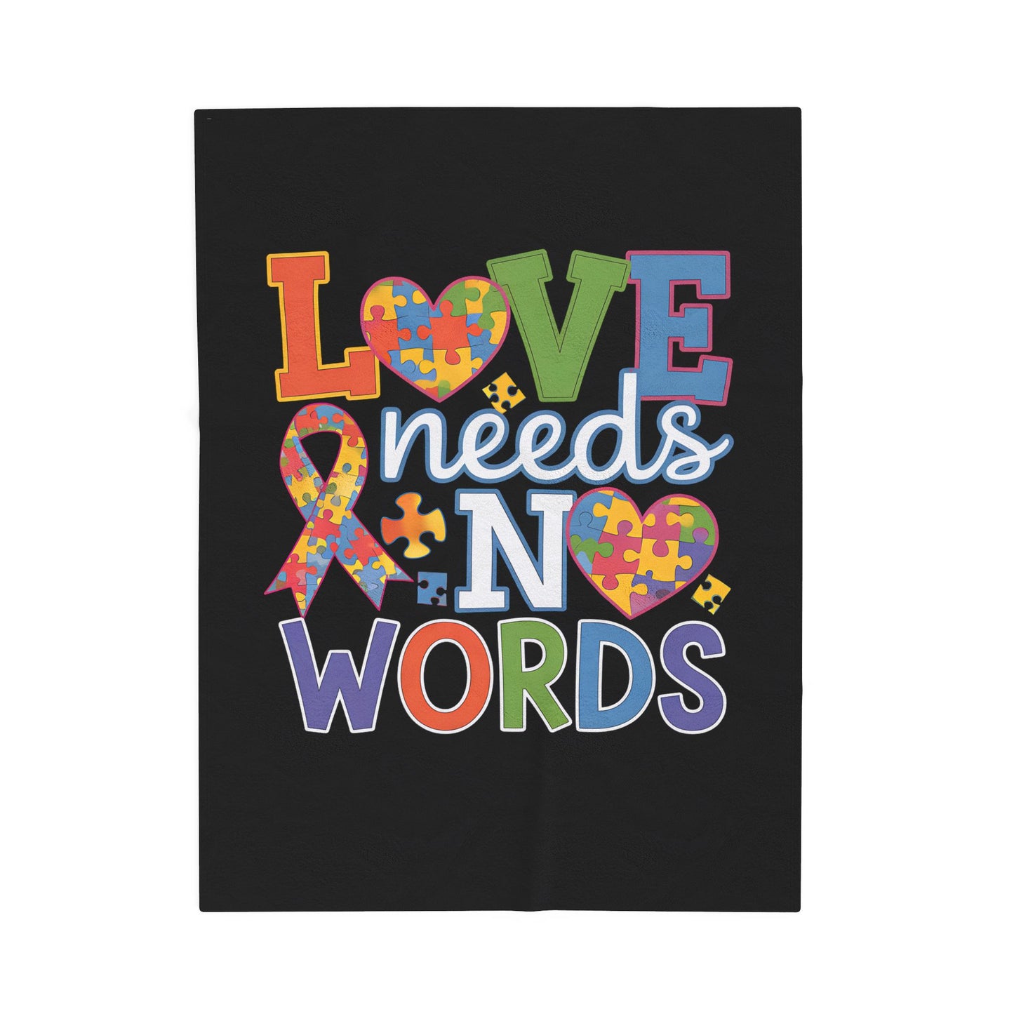 Love Needs No Words Autism Awareness Velveteen Plush Blanket